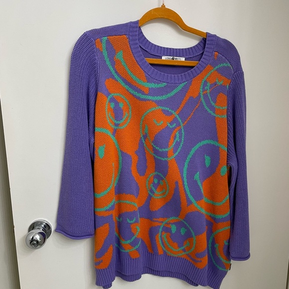 LOGO by Lori Goldstein Sweaters - LOGO x Smiley World sweater NWOT